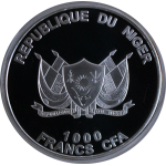 1 oz Niger 2013 Proof - FENNEC / WÜSTENFUCHS - Jadestein - Silber Color 1.000 Francs