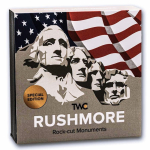 AURINUM*TOP*ANGEBOT** 2 oz Ghana 2024 - MOUNT RUSHMORE - Die Berühmten Präsidenten der USA - Silber Antique Finish  - 10 Cedis