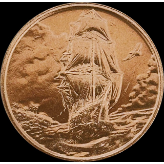1 oz Kupfer Ascension 2025 BU - SEGELSCHIFF / SAILING SHIP  - Offizielle Kupfermünze - Legal Copper coin - 1$