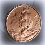 NEU* 1 oz Kupfer Ascension 2025 BU - REAL PHOTO - SEGELSCHIFF / SAILING SHIP  - Offizielle Kupfermünze - Legal Copper coin - 1$