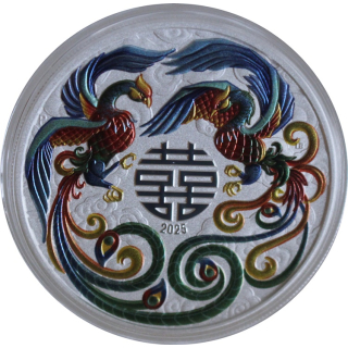 NEU** 1 oz Australien 2025 COLOR Motiv 1 - DOUBLE PHÖNIX PHOENIX - Luan & Feng silber - Serie Mythen & Legenden - Myth & Legends - 1AU$