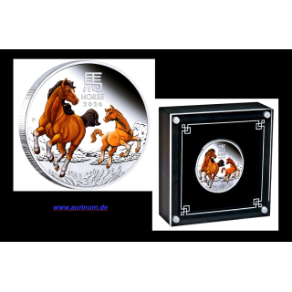 1 oz Australien 2026 COLOR PROOF - JAHR des PFERDES - Year of the HORSE - Lunar 3 Serie - 1 AU$ - Silberpferd