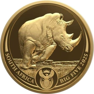 NEU* 1 oz Gold Südafrika 2025 BU - NASHORN RHINO - Big Five Serie III  - 50 Rand