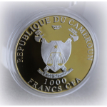 1 oz Kamerun 2010 Gilded Proof -  CROSS RIVER GORILLA & BABY - Silber Color 1000 Francs Bull & Bear