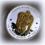 1 oz Kamerun 2010 Gilded Proof -  CROSS RIVER GORILLA & BABY - Silber Color 1000 Francs Bull & Bear