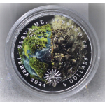 NEU * 1 oz Tokelau 2024 Color - TERRA / EARTH - Grünland vs Betonstädte / Greenland vs concrete cities  - 3-Dimensionale Colorierung - Silber Prooflike 5 NZ$