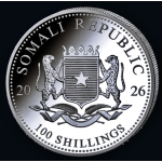 NEU* 1 oz Somalia Elefant 2026 BU - African Wildlife - Silber ELEFANTENMOTIV 2026 - 100 Shilling