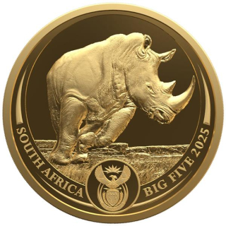 Kopie von NEU* 1 oz Gold Südafrika 2025 Proof - NASHORN RHINO - Big Five Serie III  - 50 Rand    #1