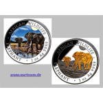 NEU* 2 x 1 oz SET Somalia Elefant 2026 GILDED + COLOR  - African Wildlife - Silber ELEFANTENMOTIV 2026