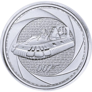 NEU* 1 oz UK 2026 BU - BOND007 - OSPREY HOVERCRAFT - Six Decades BOND / Sechs Jahrzehnte 007 - Quantum of  Solace / Die Another Day - Silber Bond in den 00`S - 2 Pfd.