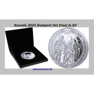 2 x 1 oz Ruanda 2025 BU + Proof - RADSPORT / CYCLING -  Sporting Ounce - Silber 50 RWF