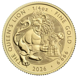 NEU* 1/4 oz Gold UK 2026 Tudors Beasts BU - BRITISH LION - Britischer LÖWE - Royal Tudor Beasts - Großbritannien Gold 25 Pfd