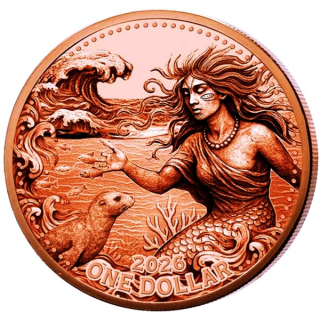 NEU** 5 oz Mesa Grande 2026 Kupfermünze - MEERESGÖTTIN / SEA GODDESS - Mesa Grande Souvereign Nation - 1$