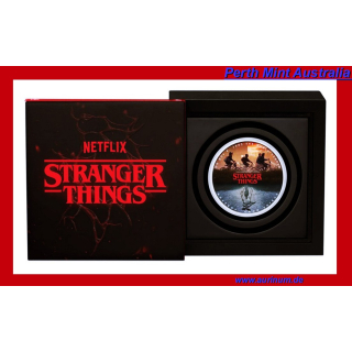 1 oz Tuvalu 2026 Proof - Stranger Things Villains/Schurken - The Upside Down  - Silber Color 2 NZ$ - Nostalgie 80er Jahre -Preisgekrönte Netflix Serie