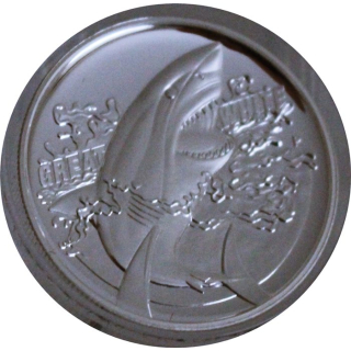 1 oz Australien 2015 Proof Konkav - WEISSER HAI / GREAT WHITE SHARK - Silber 1$