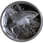 1 oz Australien 2015 Proof Konkav - WEISSER HAI / GREAT WHITE SHARK - Silber 1$