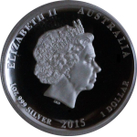 1 oz Australien 2015 Proof Konkav - WEISSER HAI / GREAT WHITE SHARK - Silber 1$