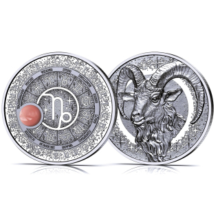 Österreich 20 Euro Silber 2025 Proof - STEINBOCK mit Rosenquarz-Edelstein - Neue Serie Sternenbilder