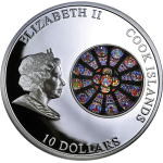 50 g Silber Cook Islands 2011 Proof - NOTRE DAME PARIS  Windows of Heaven - 10 $