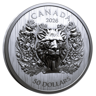 NEU*Einzelstück* 2.18 oz - Kanada 2026 Proof - HERALDISCHER LÖWE / HERALDIC LION -  Kanadischer Wappenlöwe - Extraordinarily High Relief  - 68 g Silber 20 CA$