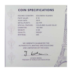 5 oz Solomon Islands 2019 Proof - PARIS EIFELTURM 130 Jahre mit Integriertem Glas - Translucent Treasures - 1$