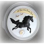 1 oz Kamerun 2014 Black Gilded Proof - Jahr des Pferdes...