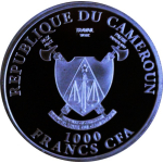 1 oz Kamerun 2014 Black Gilded Proof - Jahr des Pferdes YIN YANG / Year of the HORSE - Star Horse Artist Edition - 1000 Francs
