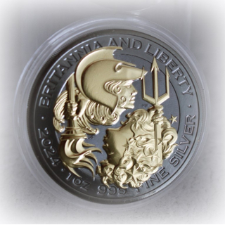 1 oz UK  BRITANNIA 2024 Ruthenium Gilded - UK Großbritannien - KING CHARLES - Neue Britannia 2024
