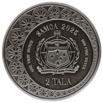 NEU** 1 oz Samoa 2025 Antique COLOR - MEERJUNGFRAU / MERMAID greift nach der Leuchtenden Perle - Silber 2 Tala