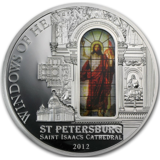 50 g Silber Cook Islands 2012 Proof - ST. ISAAC Kathedrale Petersburg - Windows of Heaven  - 10 $