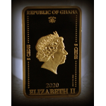 1 oz Ghana 2020 Gilded Proof - Blaue Mauritius mit 4 Diamanten - Queen Elizabeth. II - Silber 5 Cedis