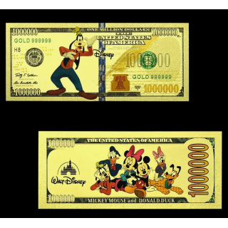 NEU ** Goldfolie GOOFY Disney World - 24-Karat Vergoldung - Polycarbonat - $100 - 24K Note Bill