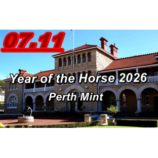 1 oz Australien 2026 GILDED Box - JAHR des PFERDES / Year of the HORSE - LUNAR 3 Serie - 1 AU$ - Silberpferd Silver Horse