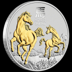 1 oz Australien 2026 GILDED Box - JAHR des PFERDES / Year of the HORSE - LUNAR 3 Serie - 1 AU$ - Silberpferd Silver Horse