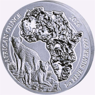 NEU* 1 oz Ruanda 2026 BU - HYÄNE / TÜPFELHYÄNE - African Ounce - 50 RWF - Afrikanische Wildtiere