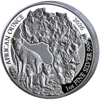 NEU* 1 oz Ruanda 2026 Proof - HYÄNE / TÜPFELHYÄNE - African Ounce - 50 RWF - Afrikanische Wildtiere