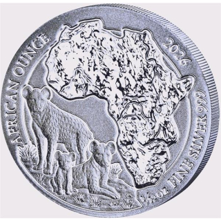 NEU* 1/12 oz Ruanda 2026 BU - HYÄNE / TÜPFELHYÄNE - African Ounce - 50 RWF - Afrikanische Wildtiere