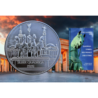 1 Unze QUADRIGA 2026 Proof - Silber Round - QUADRIGA - Coin Card - Symbol der Freiheit und Stärke