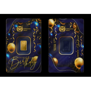 1 g Goldbarren Coin Card - Herzlichen Glückwunsch zum Geburtstag / Happy Birthday - Germania Mint - LBMA Zertifiziert
