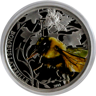 1/2 oz Palau 2011 Proof - HUMMEL / BUMBLE BEE -  World of Insects - Silber Color 2$