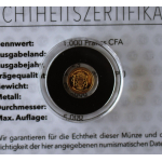 NEU ** 0,5 g .999 GOLD Proof - SPRINGBOCK Gabun 2023