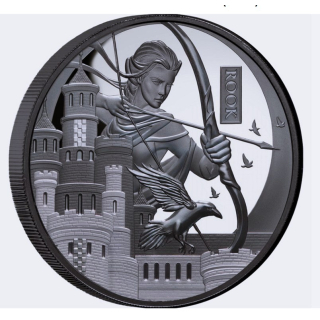 1 oz Niue 2025 Black Proof - DER TURM / THE ROOK - Schach/Chess - Der TURM des Schachspiels - Silber Ultra High Relief 1 NZD - 4. Ausgabe der Schachserie