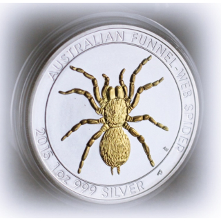 1 oz Australien 2015 Gilded -  Funnel Web Spider Trichternetzspinne - Silber 1 $