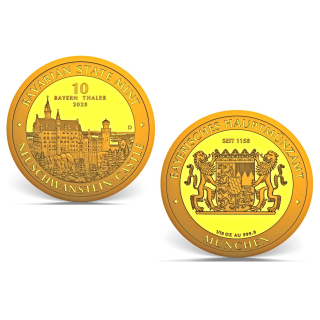 1/10 oz GOLD Deutschland 2025 BU 10 Thaler - SCHLOSS NEUSCHWANSTEIN - BAYERN THALER - DEUTSCHE GOLDUNZE