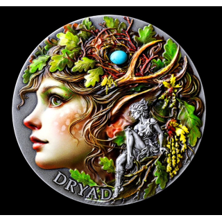 2 oz Kamerun 2026 Antique - DRYAD NYMPHE- Nature Spirits - Baumgeister der Griechischen Mythologie - silber Color Antique Finish - 2000 Francs