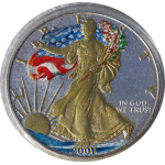 Neu* 1 oz USA 2001 Color Gilded - LIBERTY AMERICAN EAGLE...
