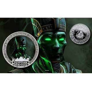 1 oz Liberia 2025 Proof -  OSIRIS Herrscher des Totenreiches - Ägyptische Mythologie / Egyptian Heritage- Edition - Silber Color 10$ - Auflage nur 99 !
