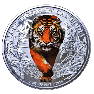 NEU* 1 oz Kambodscha 2026 Color - TIGER - Serie LOST TIGERS - Silber Color 3,000 Riels