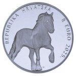 1 oz Kroatien 8 Euro 2025 Color - Pferd/Horse Kaltblut Pferd - Coldblood Horse - Silber BU Color