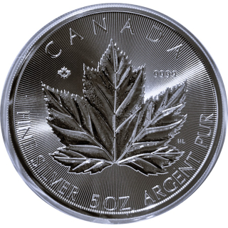 5 oz GRAND Maple Leaf 2026 BU Kanada - Weltneuheit/Worlds 1st - Silber Finish BU 5$ - Erster 5 oz Maple !